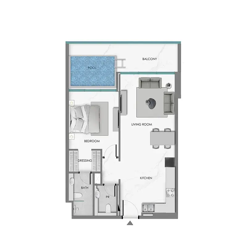 1 Bedroom apartments - Ocean Crest floor plan