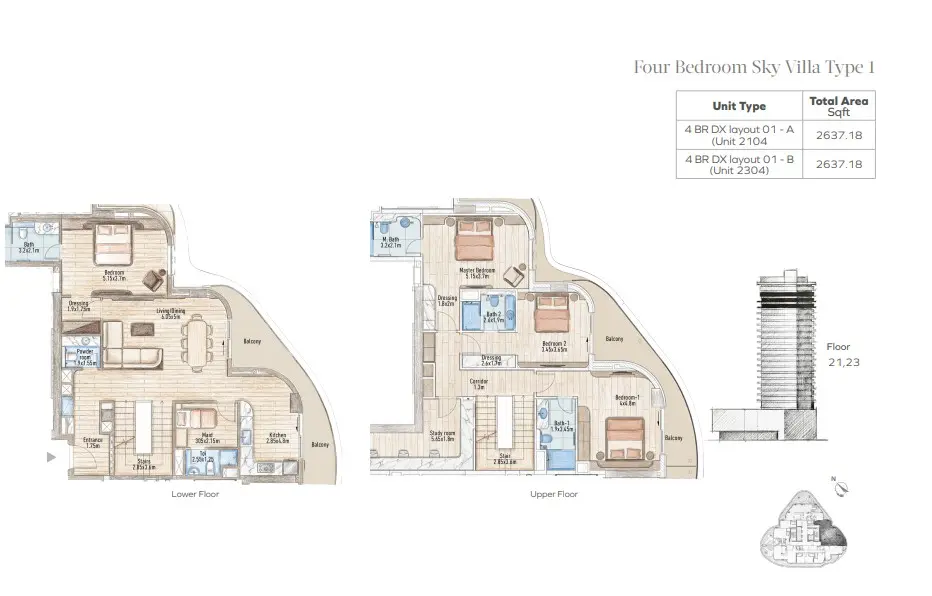 Sky Villa 1-B floor plan
