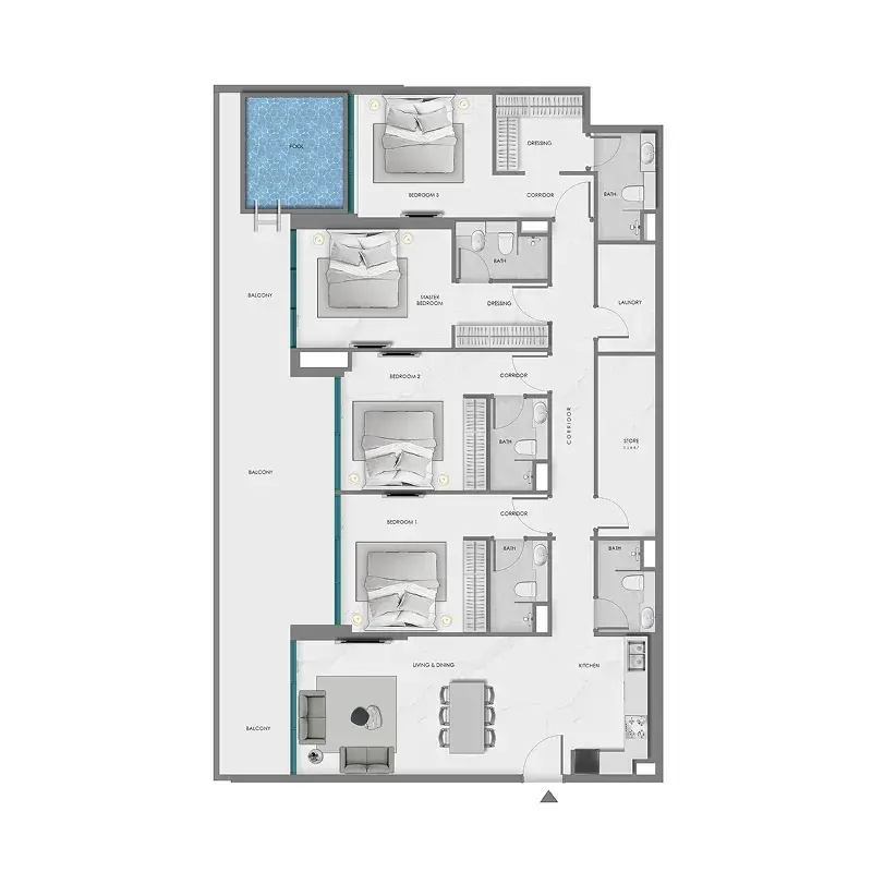 4 Bedrooms apartments - Ocean Crest floor plan