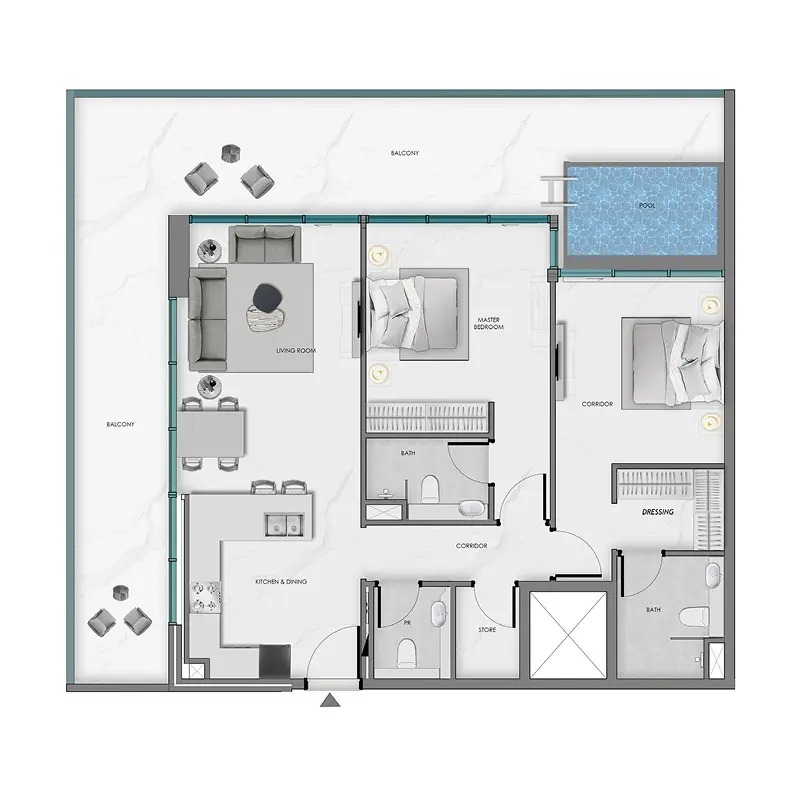 2 bedroom Apartments -  Ocean Crest floor plan