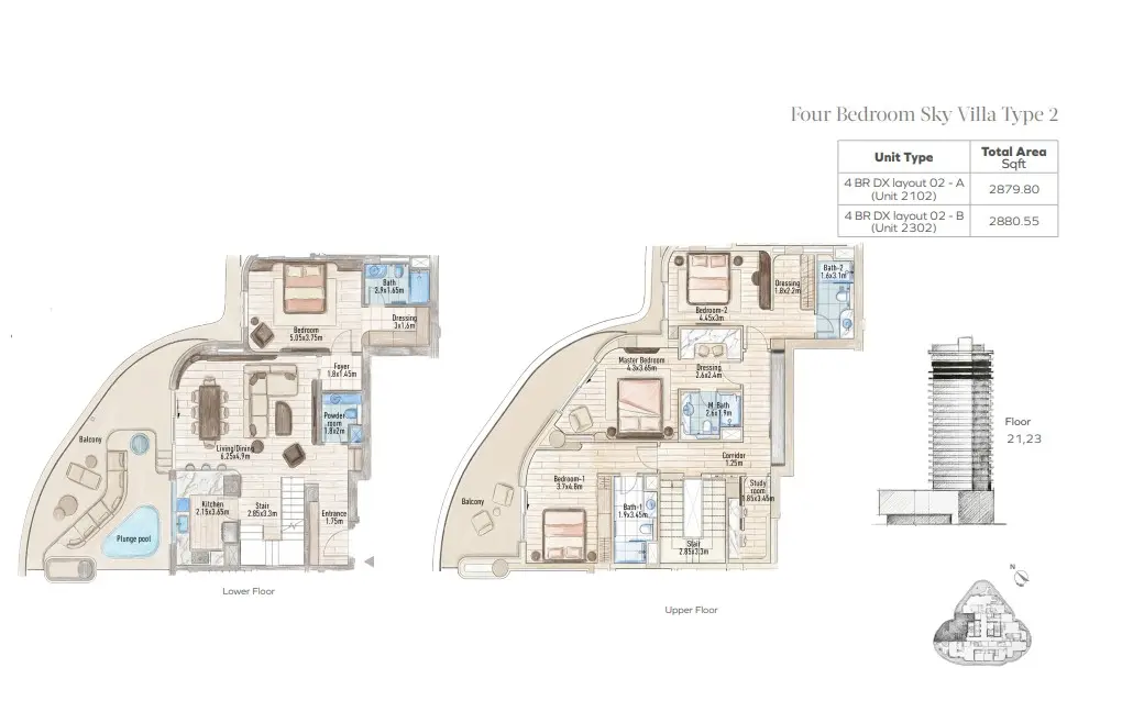 Sky Villa 2-B floor plan