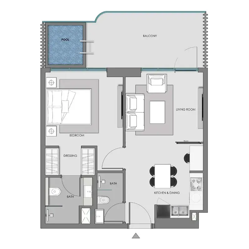 1 Bedroom apartments - Samana Imperial Garden floor plan