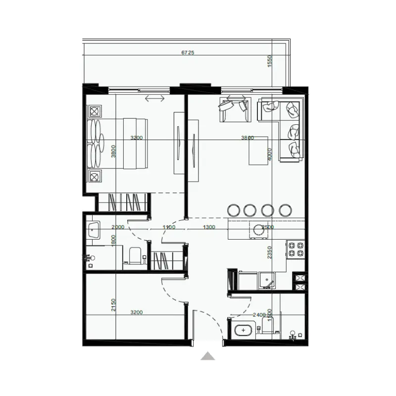1 bedroom floor plan