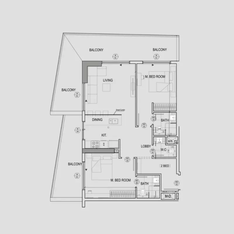 2 bedroom floor plan