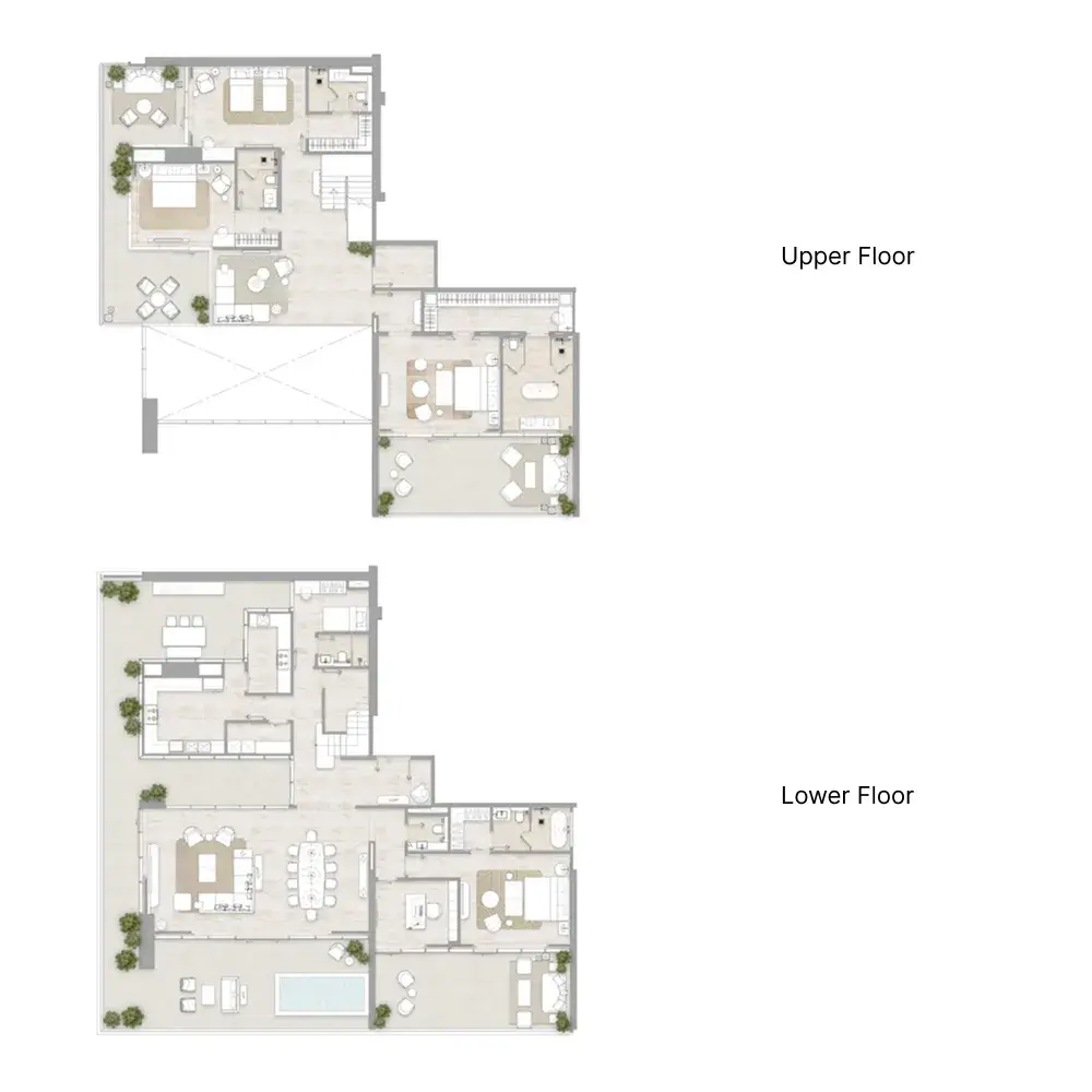 4 Bedrooms apartments - Kempinski Marina Residences floor plan