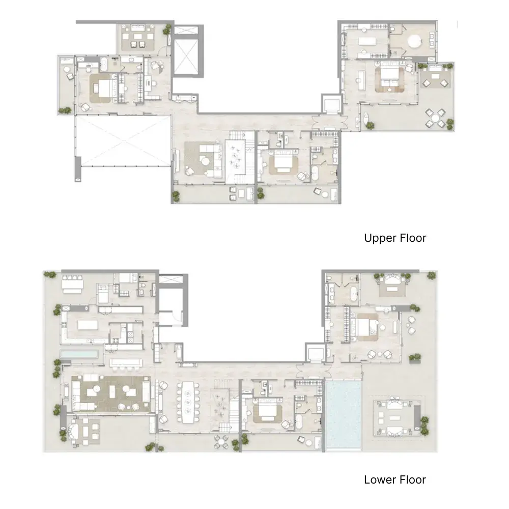 5 Bedrooms apartments - Kempinski Marina Residences floor plan