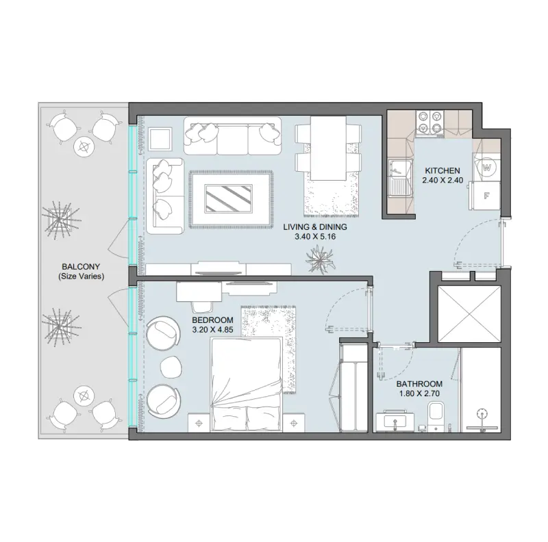 1 bedroom floor plan