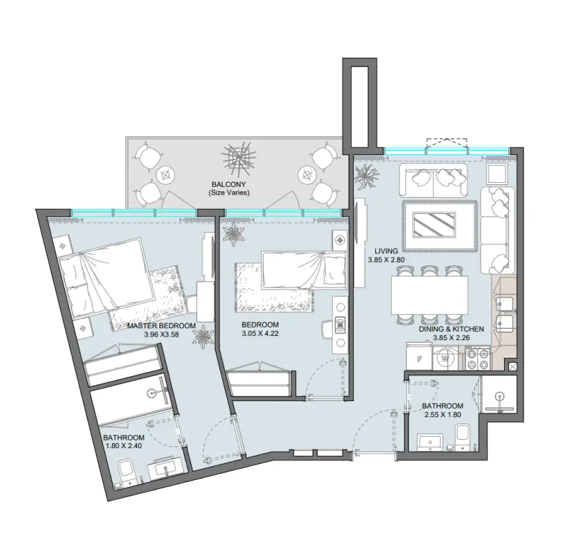 2 bedroom floor plan