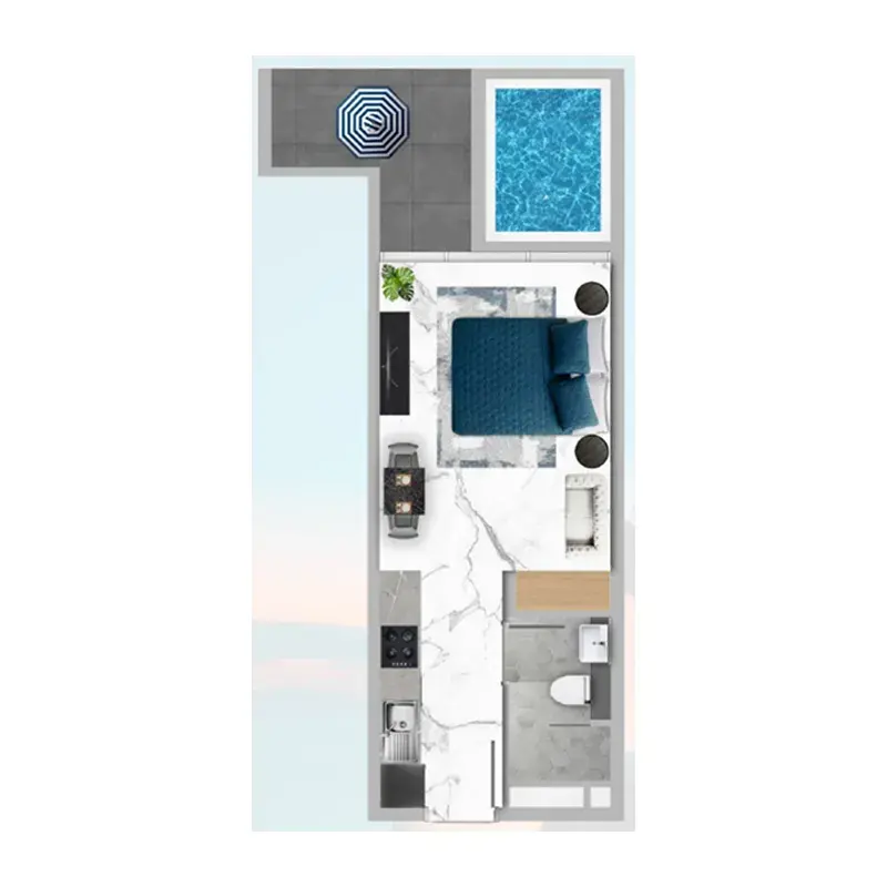 Studio apartments - Samana Mykonos Signature floor plan