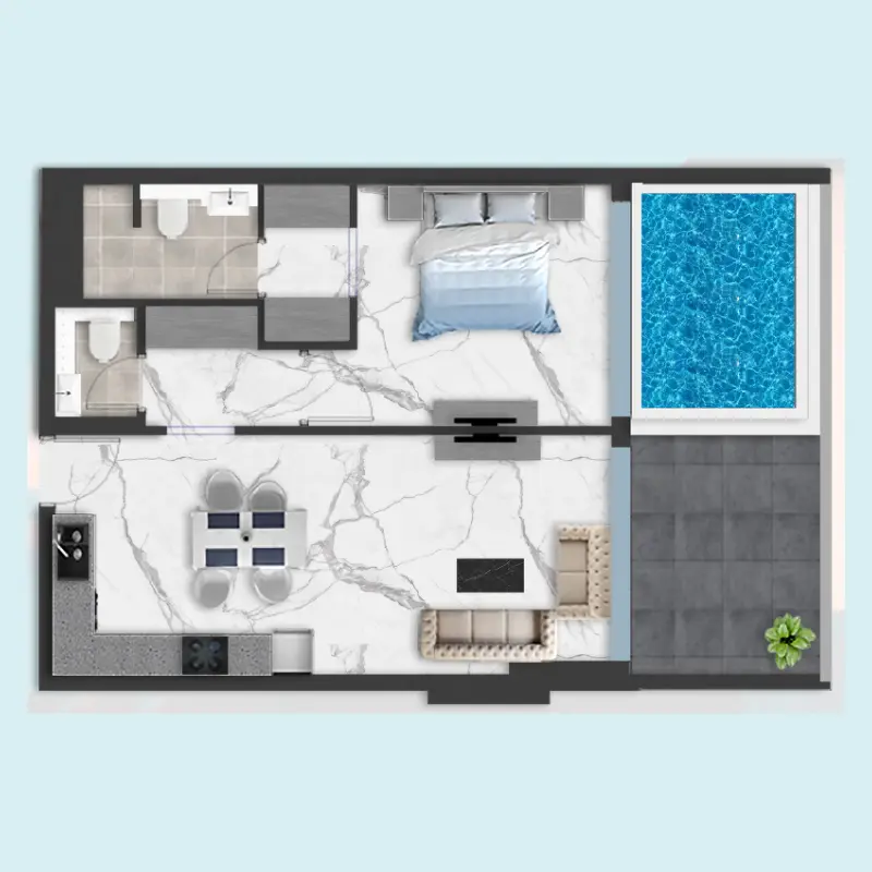 1 bedroom floor plan