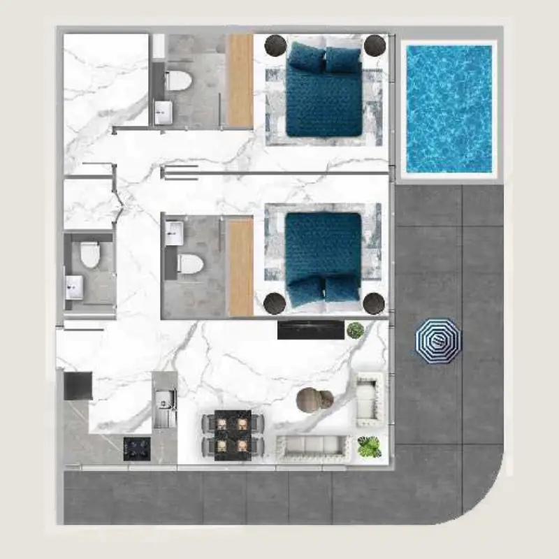 2 bedroom floor plan