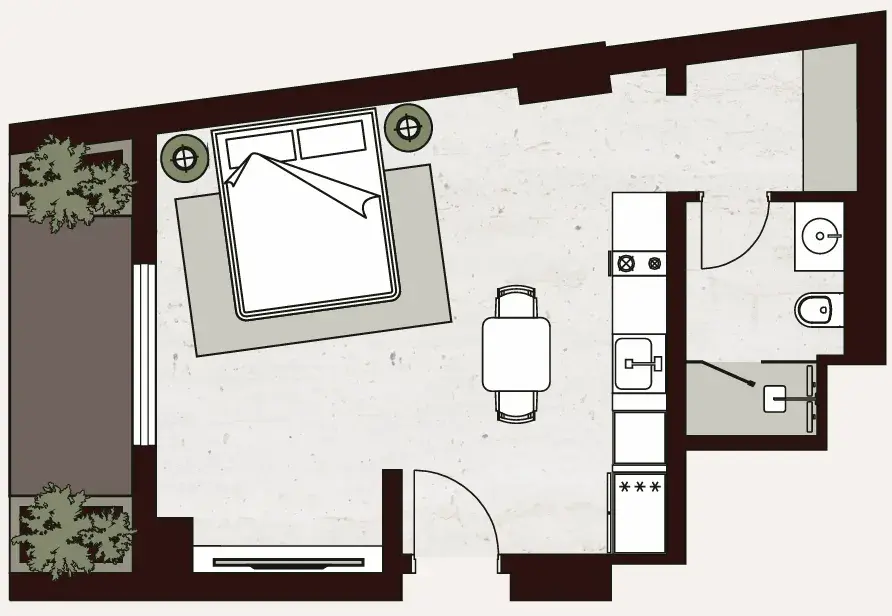 Studio apartments - Aria Heights floor plan