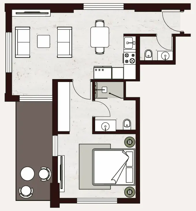 1 Bedroom apartments - Aria Heights floor plan