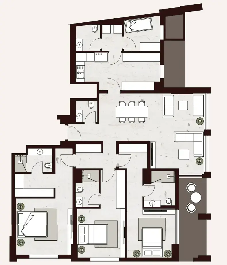 3 Bedrooms apartments - Aria Heights floor plan