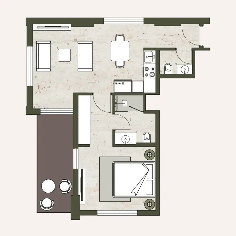 1 bedroom floor plan