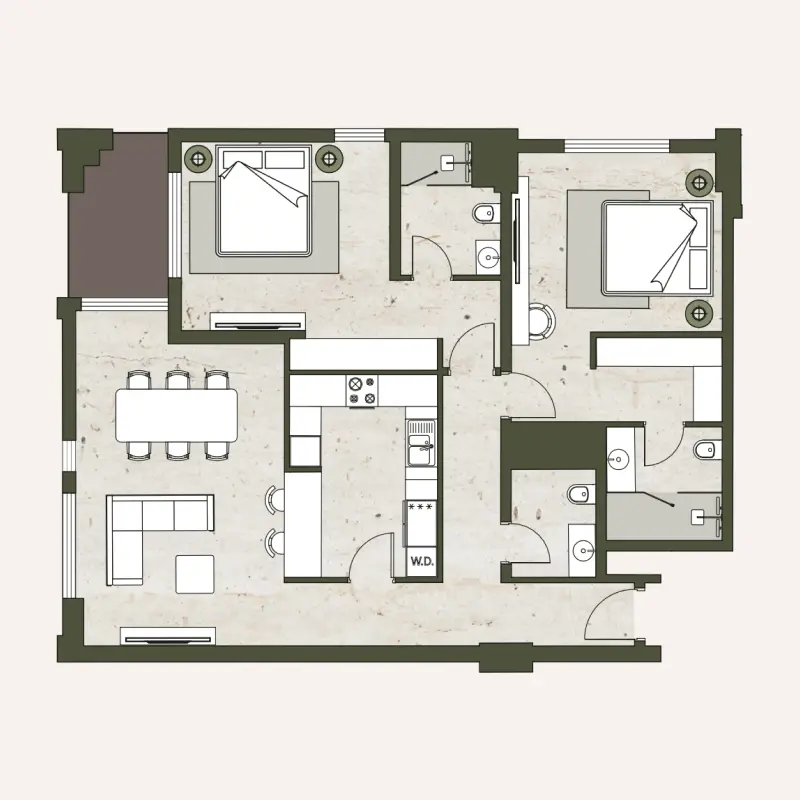 2 bedroom floor plan