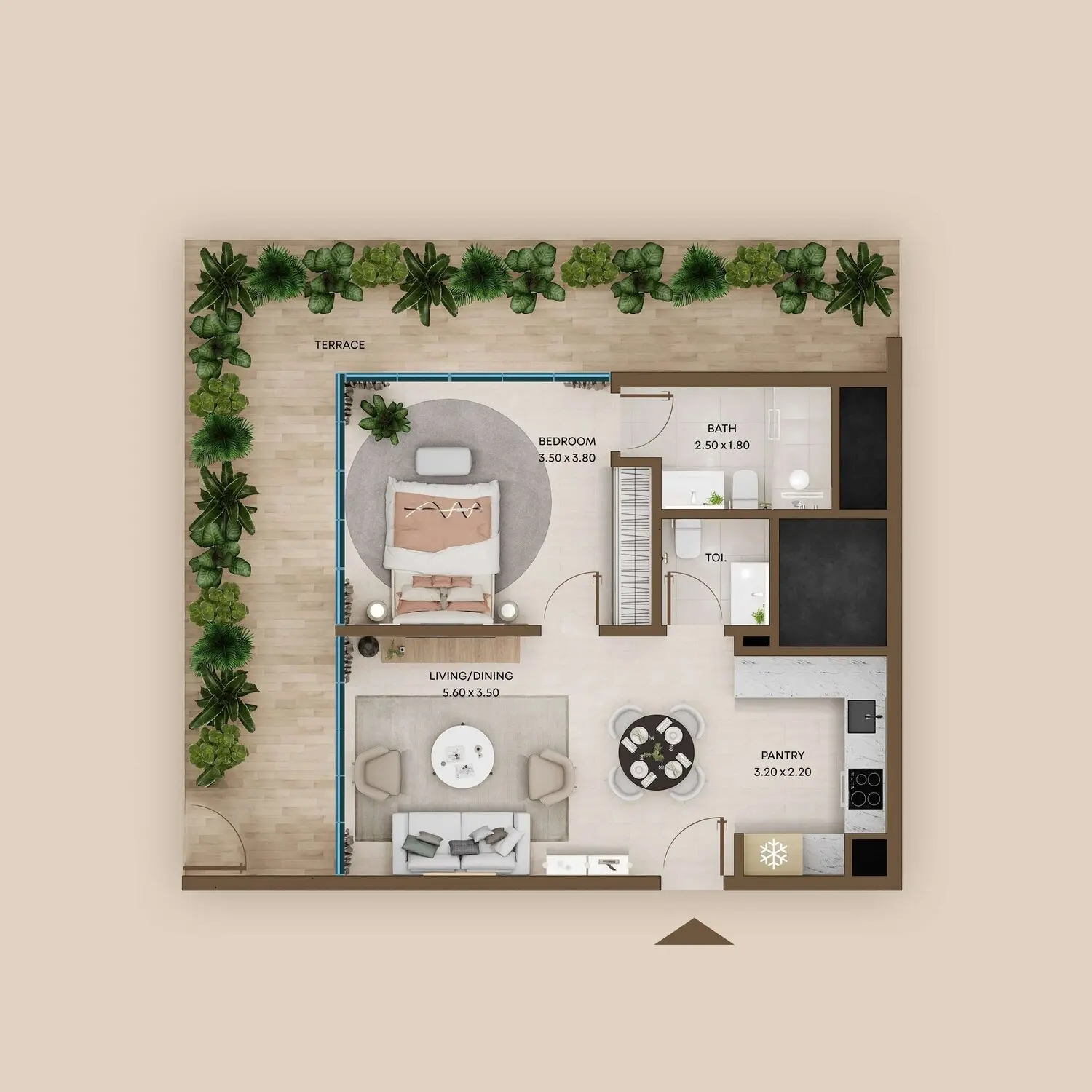 1 bedroom Apartments -  Coventry Centro floor plan