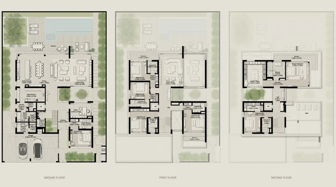 7 Bedrooms villa - Nad Al Sheba Gardens 10 floor plan