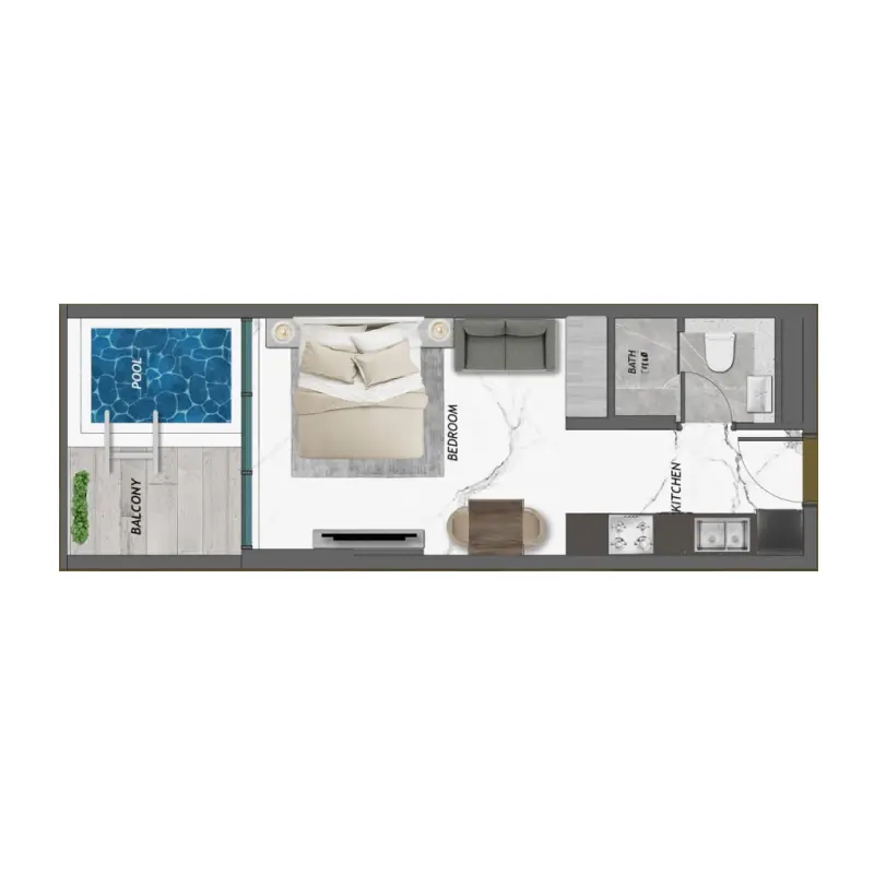 Studio + Pool floor plan