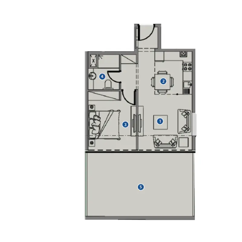 1 bedroom floor plan