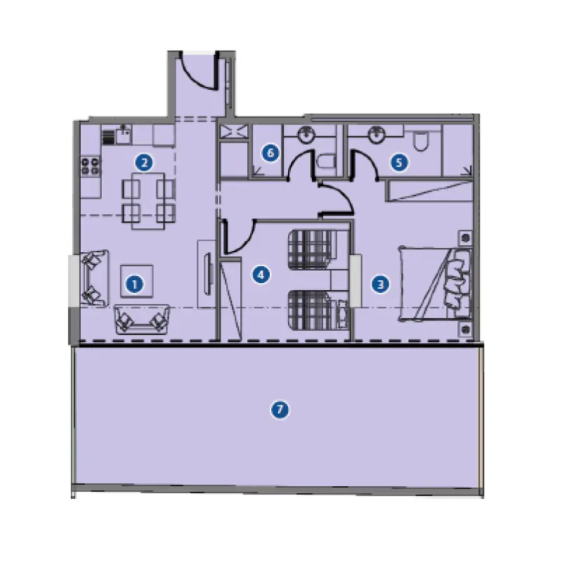 2 bedroom floor plan