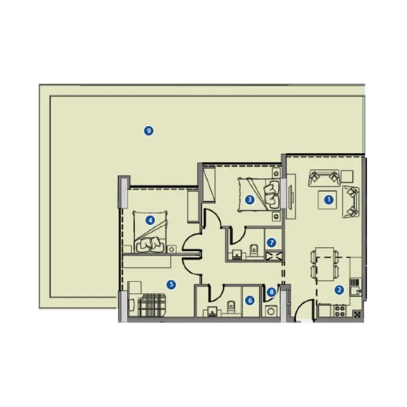 3 bedroom floor plan