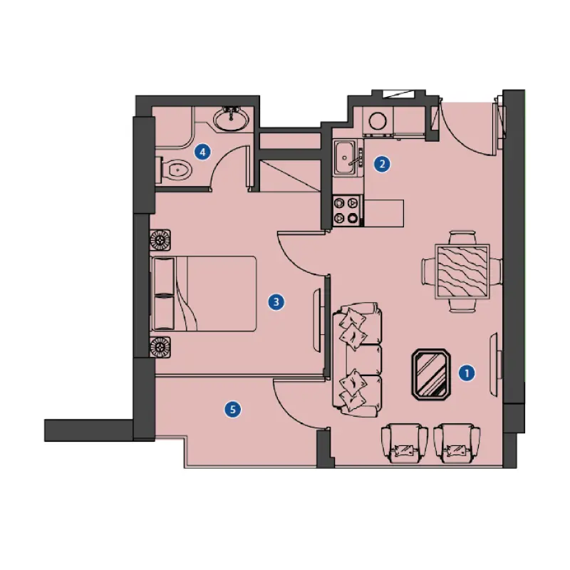 1 bedroom floor plan
