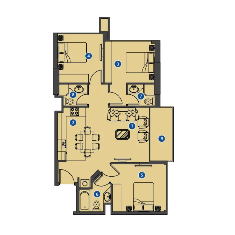 3 bedroom floor plan