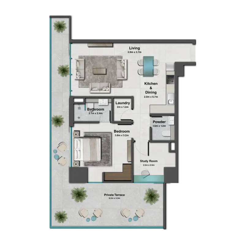1 bedroom floor plan