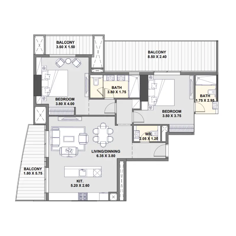 2 bedroom floor plan
