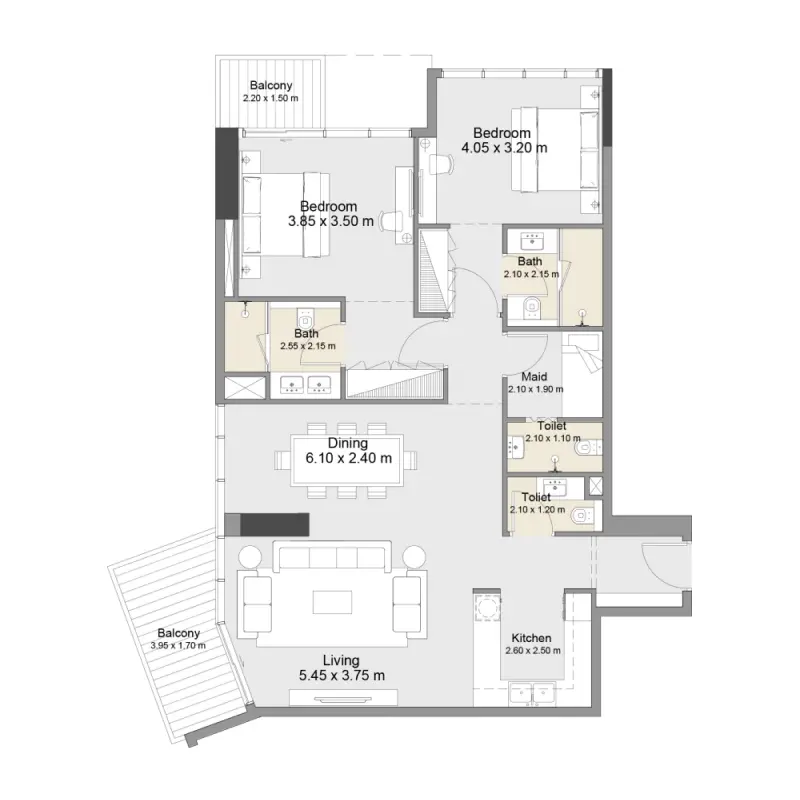 2 bedroom floor plan