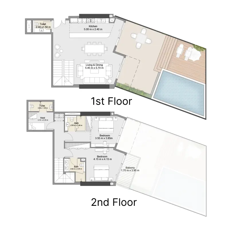 2 bedroom floor plan