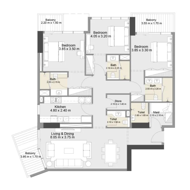 3 bedroom floor plan