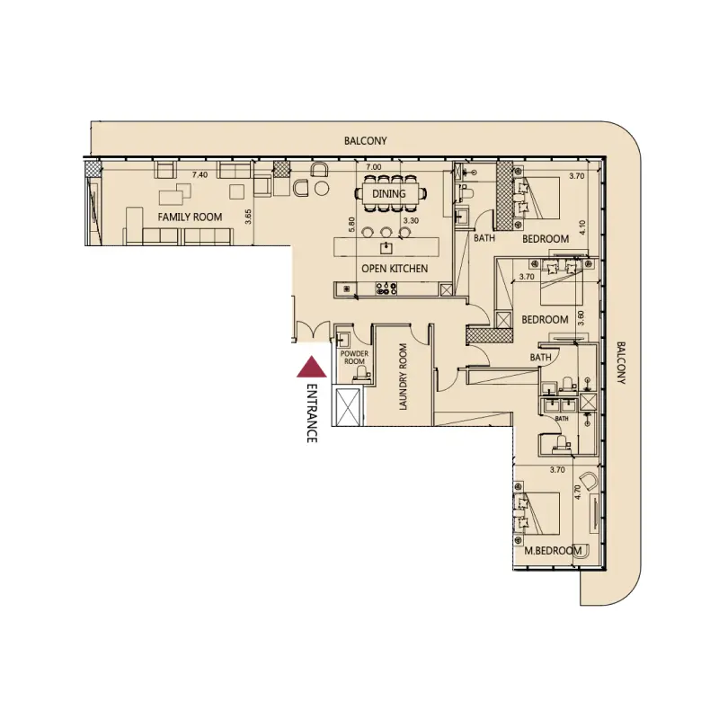 3 bedroom floor plan