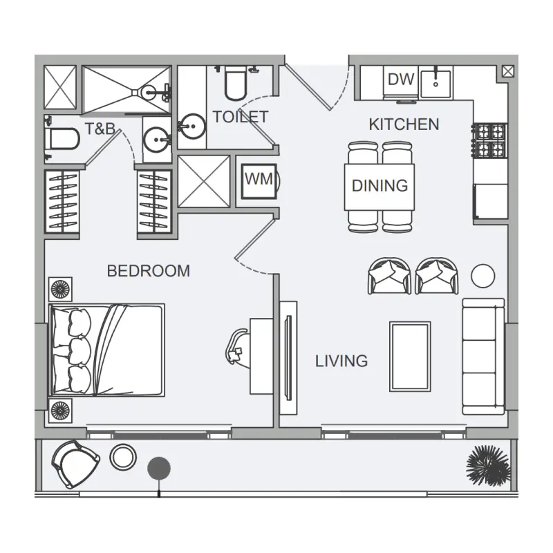 1 bedroom floor plan