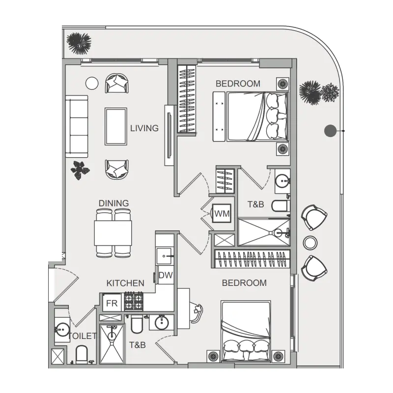 2 bedroom floor plan