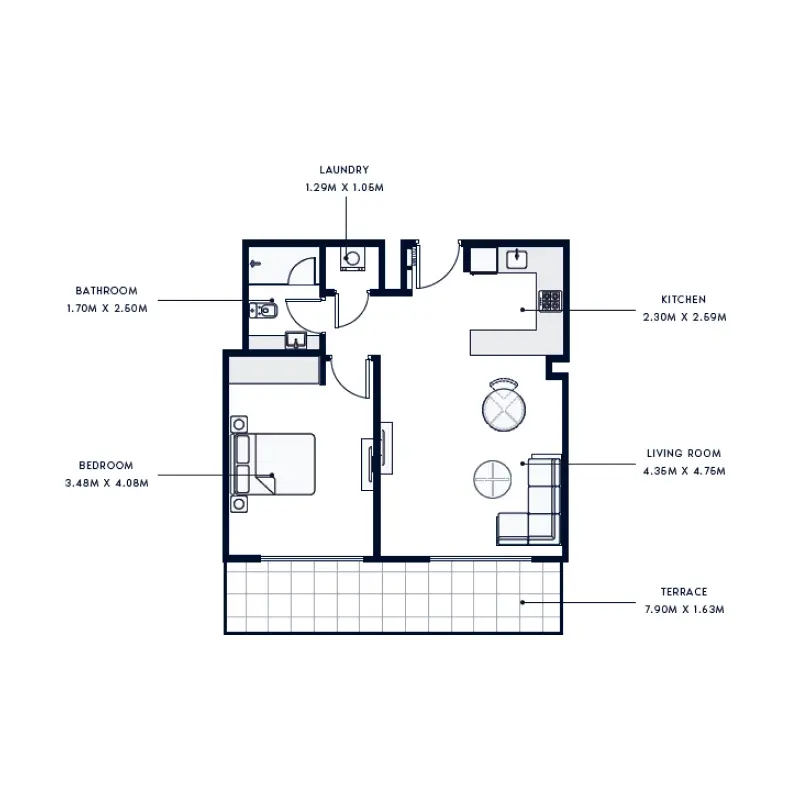 1 bedroom floor plan