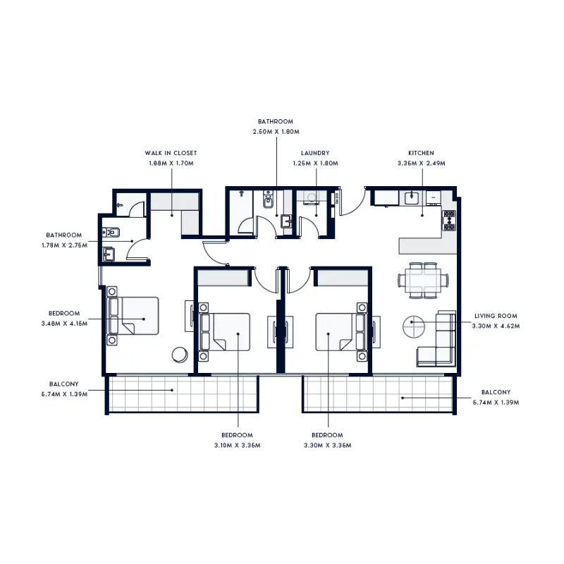 3 bedroom floor plan