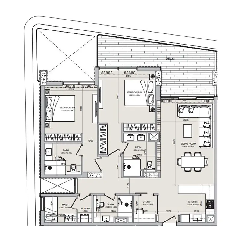 2 bedroom Apartments -  Isolana Residences floor plan