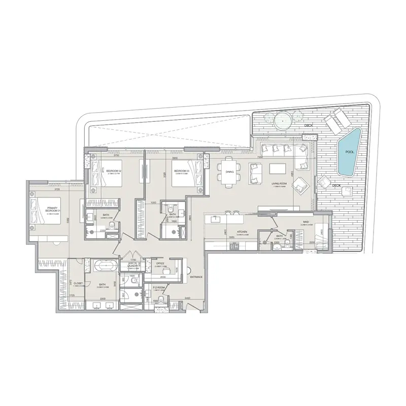 3 bedroom + pool Apartments -  Isolana Residences floor plan