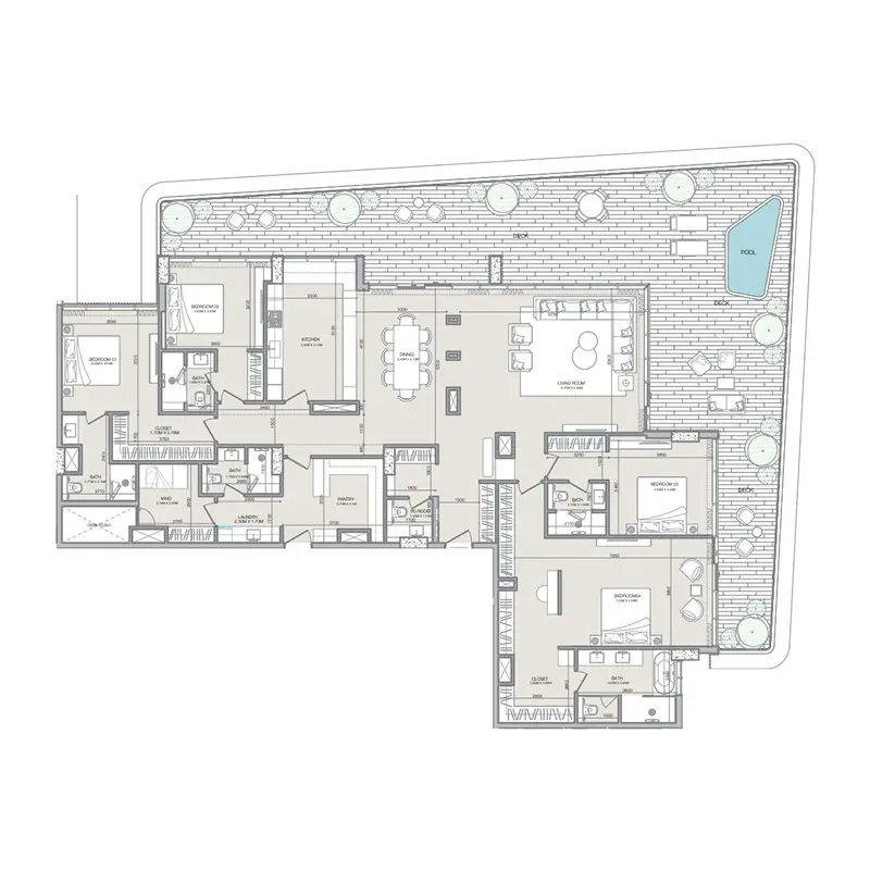 4 bedroom + pool Penthouse -  Isolana Residences floor plan