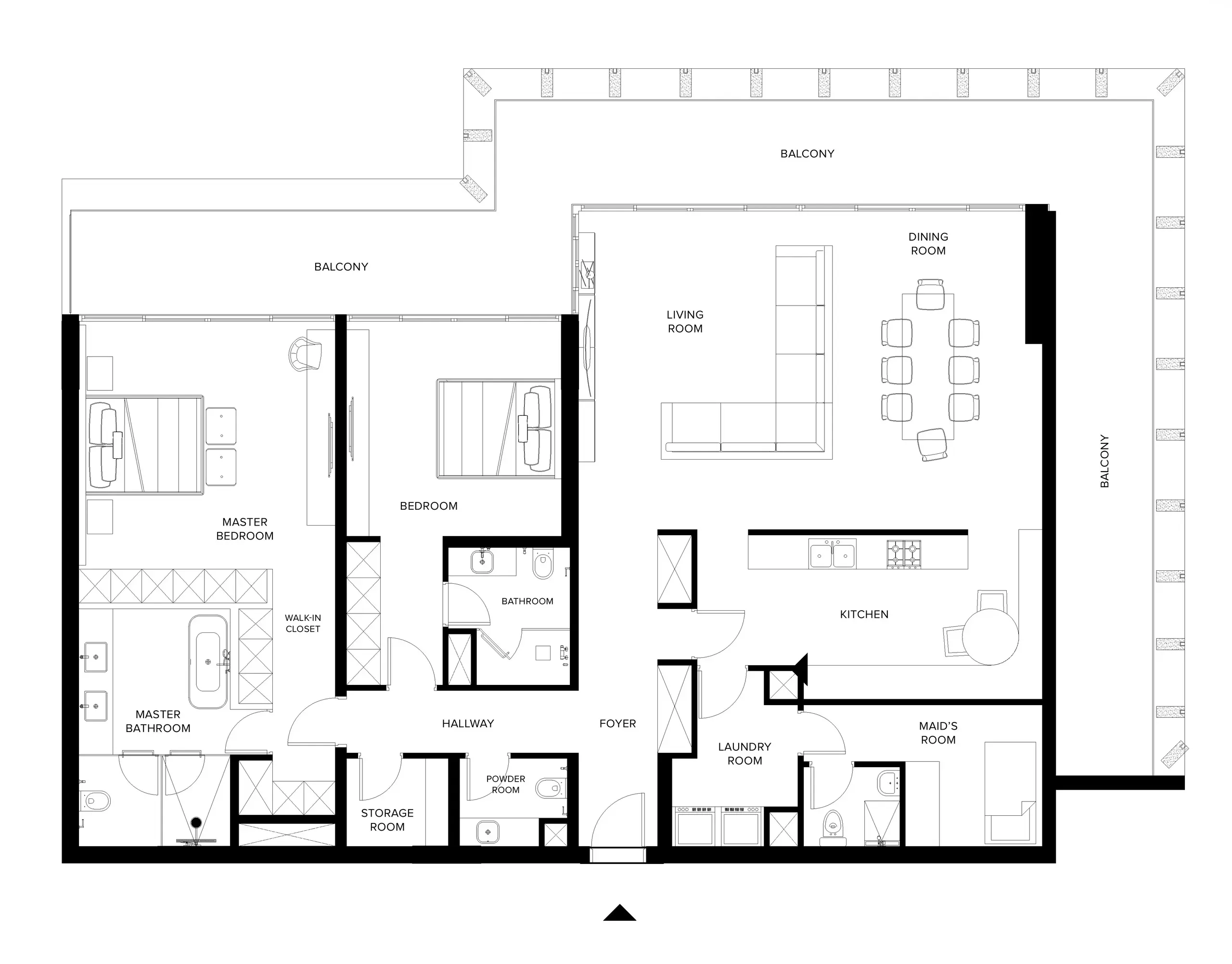 2 Bedrooms apartments - Keturah Ritz Carlton floor plan