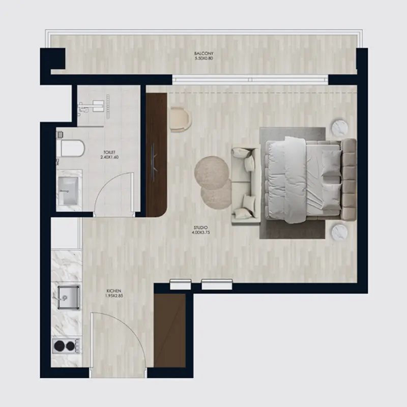 Studio Apartments -  Coral by Vision floor plan