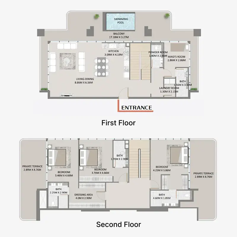 3 Bedrooms apartments - Primero Residences floor plan