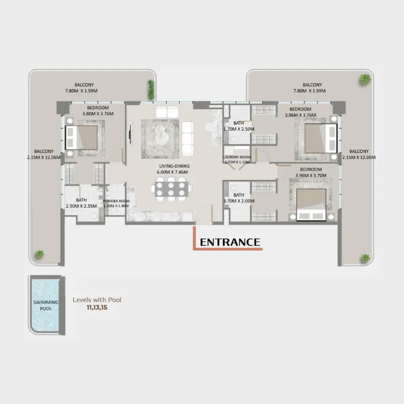 3 bedroom floor plan