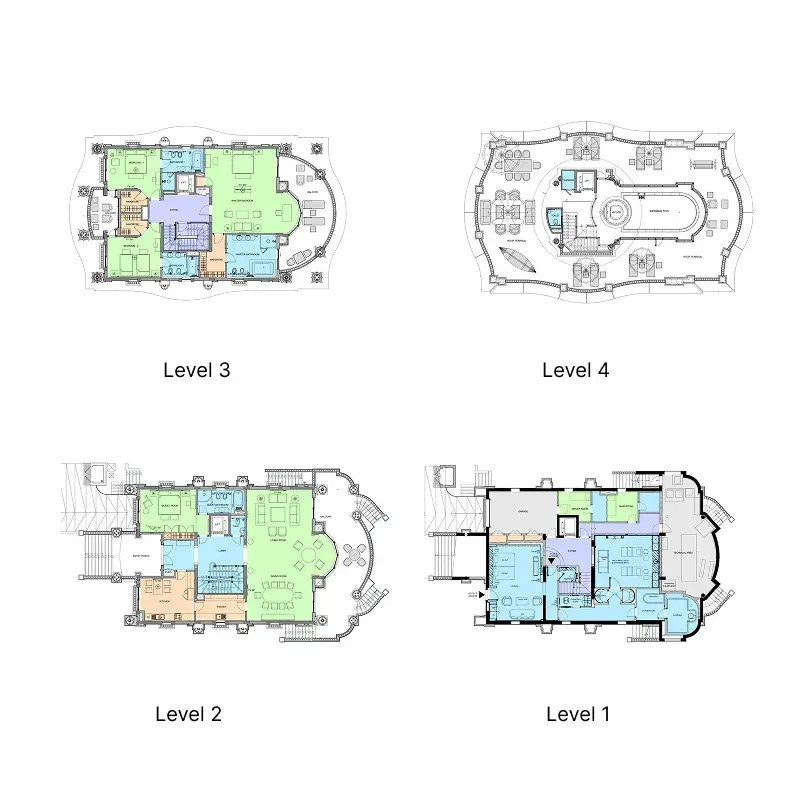 4.5 bedrooms villa - Raffles The Palm Dubai floor plan