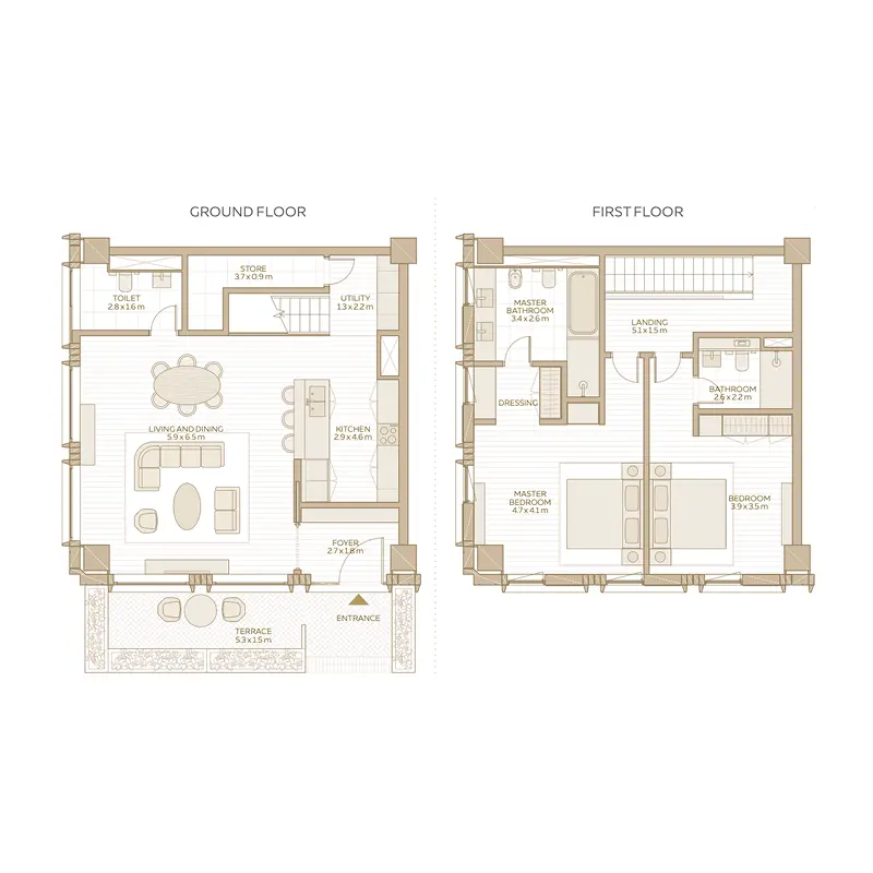 2 bedroom Loft -  Al Waha 2 floor plan