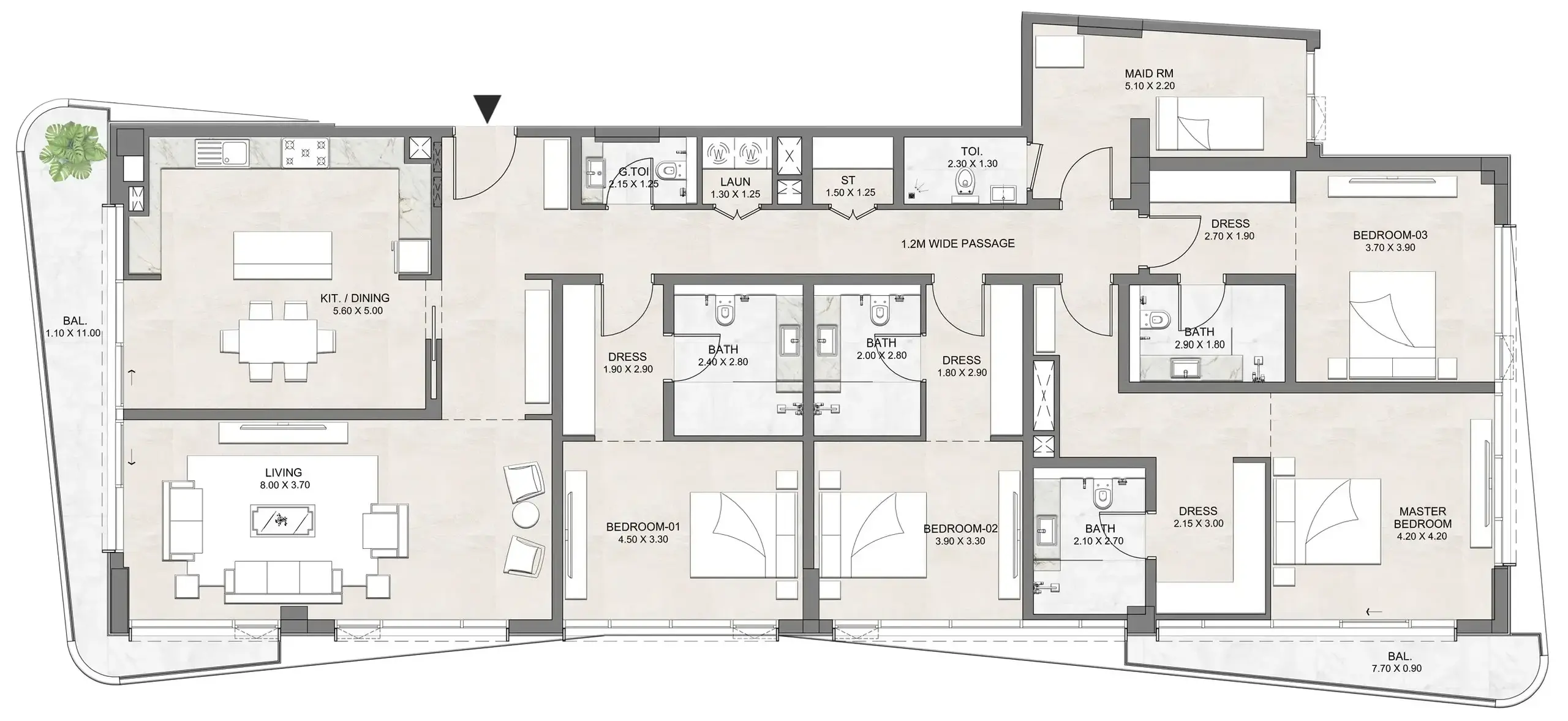 4 Bedrooms apartments - Luzora Residence floor plan