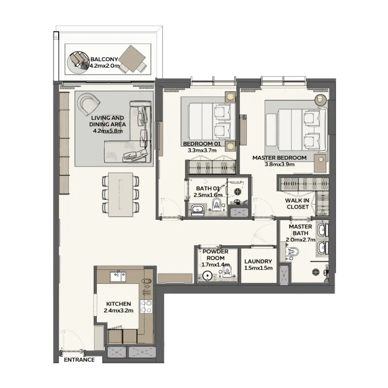 2 bedroom floor plan