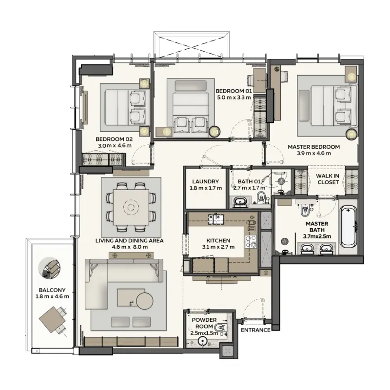 3 bedroom floor plan